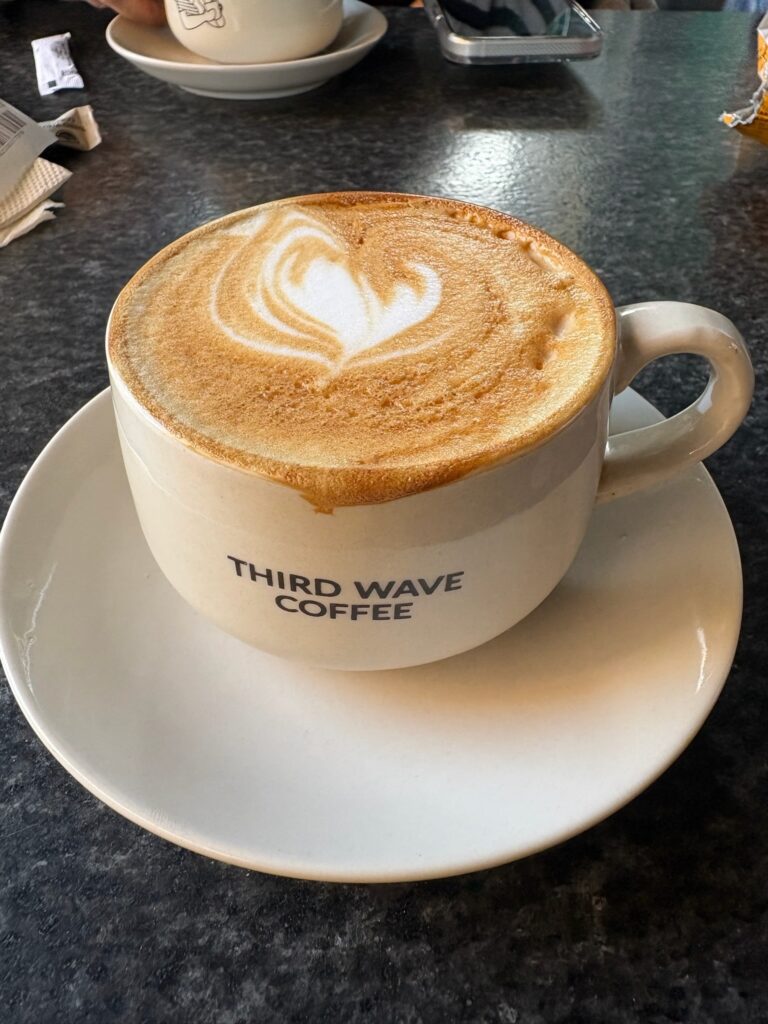 Latte art at Third Wave Coffee near Hilton Manyata.
